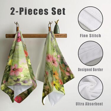 Різдвяні кухонні рушники Kwlegh, рушник для рук, різдвяна ялинка, цукерка-тростина, сніжинка, рушник для пальців, набір з 2 шт. , милий чоловічий банний рушник, високопоглинаючі рушники, 36 x (картина олією з квітами)