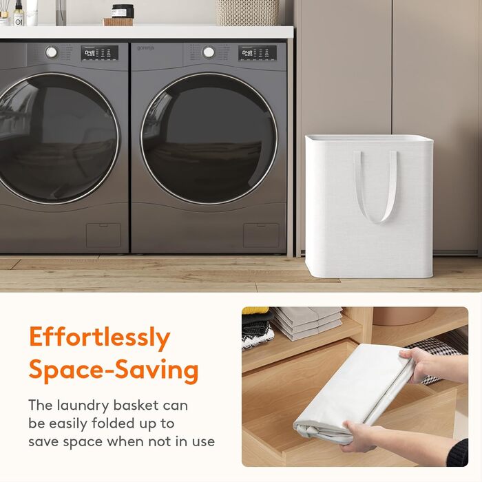 Предмети Кошик для білизни 80 л, Ящик для білизни Контейнер для білизни Збірник білизни Комод для білизни Кошики для білизни Кошики для білизни для квартири, гуртожитку, каравану Пральня, біла (2 x 60 л), 2