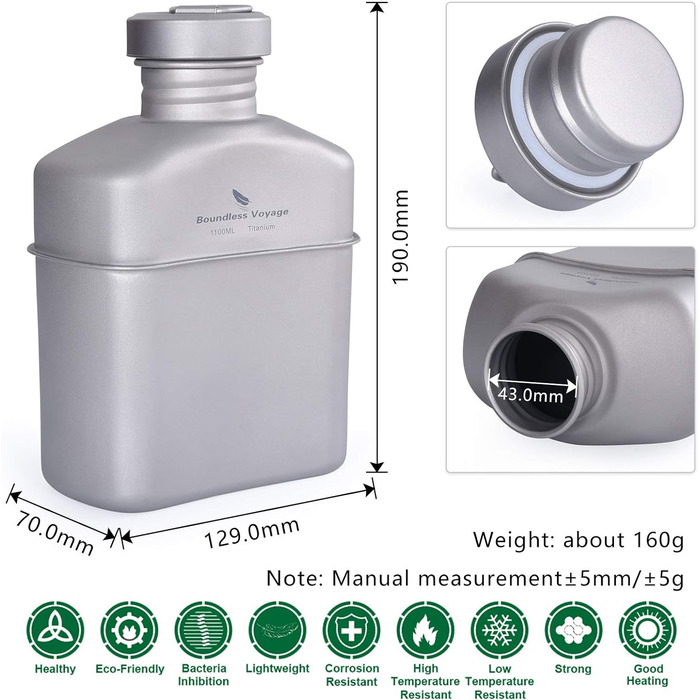 Військова пляшка для води 1100 мл iBasingo