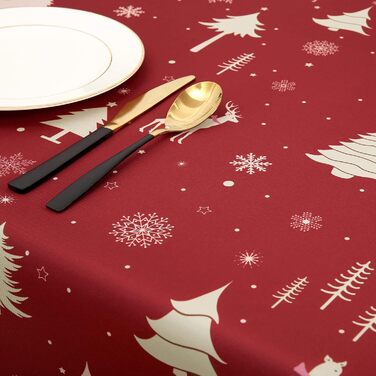 Скатертина JOLLYTOP Різдвяна скатертина Водовідштовхувальна скатертина з оленями Скатертина для кухні Скатертина для кухні, 137 x 179 см, (Золота, 137 x 137 см (Квадратна))