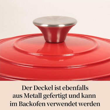 Чавунна форма для запікання 24 см, емальована з кришкою, включаючи 1 пару силіконових рукавиць Nilpferd