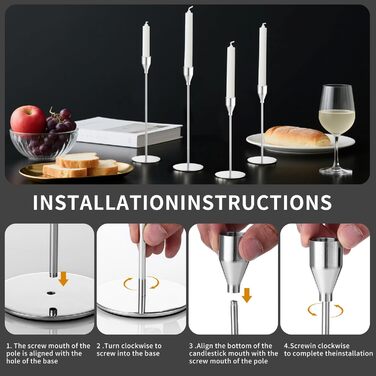 Металеві свічники із 6 предметів, 33/28/23 см, срібний LIAILA