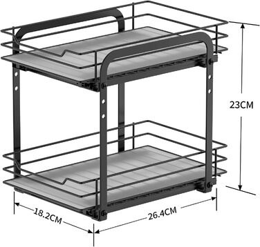 Підставка для спецій розсувна, шафа-органайзер для кухні, 2-рівневе сховище для спецій 18,2 x 26,4 x 23 см Vialex