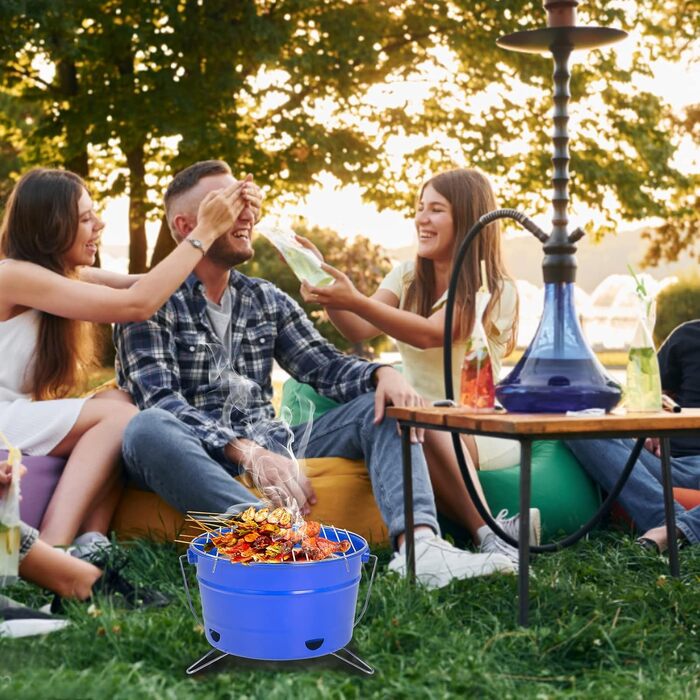 Круглий гриль для барбекю, синій Uten