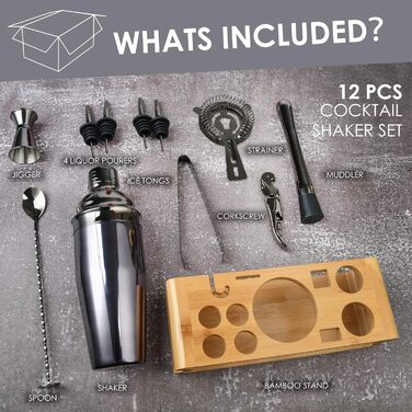 Набор шейкеров для коктейлей, 750 мл, 12 предметов Esmula