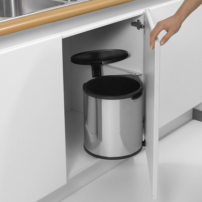 Вбудований сміттєвий бак 15 л глянсовий сталевий Built in Bin Brabantia
