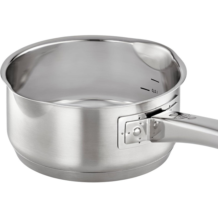 Форма для запікання RSLE EXPERTISO, універсальна ємність для приготування їжі з нержавіючої сталі 18/10, скляна кришка, внутрішня вага, підходить для індукційних плит, можна мити в посудомийній машині, срібляста (16 см, каструля)