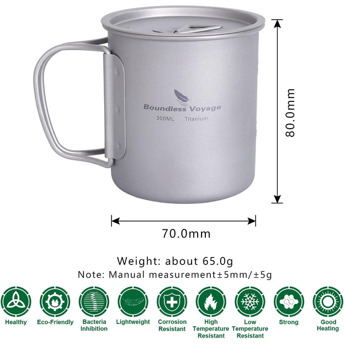 Безмежна подорож на відкритому повітрі 750 мл 800 мл 1100 мл 1300 мл Титанова каструля з кришкою Складна ручка для застави Кемпінг Піші прогулянки Пікнік Ультралегка портативна пляшка для води Чашка Кухоль Набір свиней (300 мл)