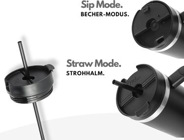 Термокружка 1200 мл с трубочкой и ручкой, черная Milu