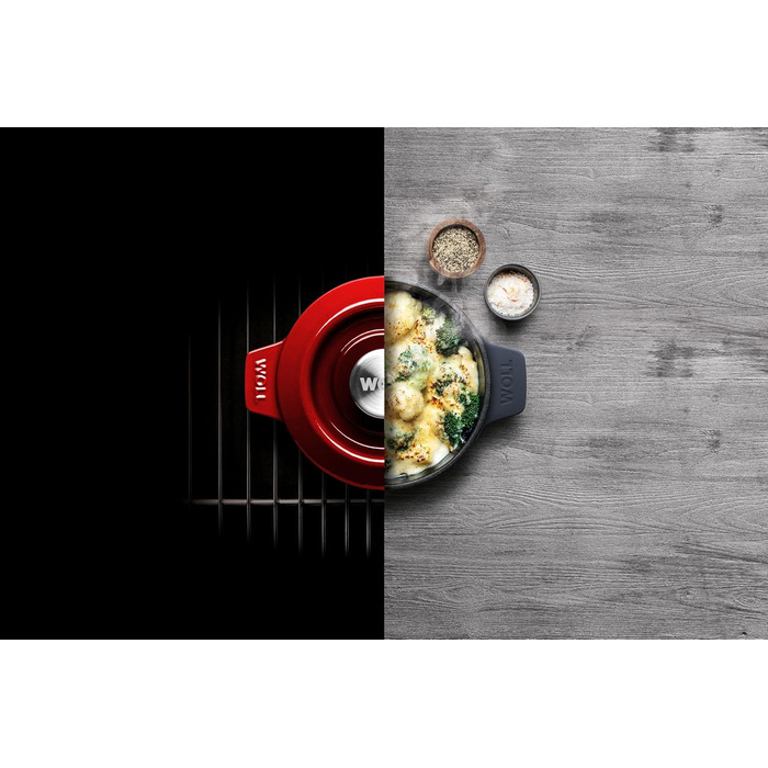 Чавунна каструля Ø 24 см, синього кольору, з кришкою та силіконовими ручками Емальований чавун, підходить для індукції та духовки для всіх типів плит Ø 24 см, висота 11 см, 4,2 літра (Чилі Червоний, Ø 16 см, висота 8 см, 1,3 літра)