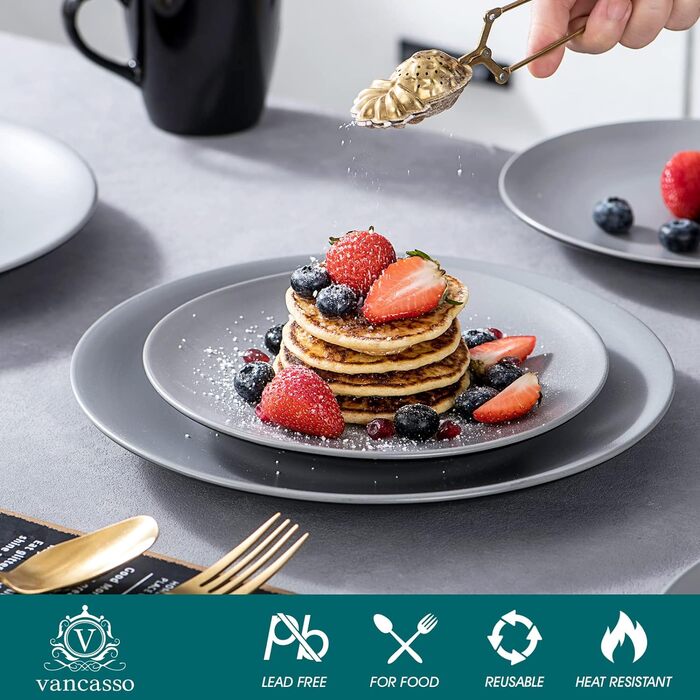 Столовий сервіз на 12 персон, 48 предметів, світло-сірий Lento Vancasso