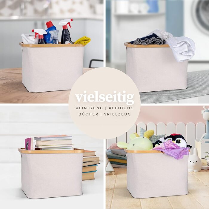 Кошики для зберігання, сумісні з IKEA KALLAX Shelf - Кошик для зберігання деревини Small Anthracite - Коробка для зберігання Полиця Кошик для зберігання - Паперовий ящик Кошик з фетру Складний кошик для білизни (40 л з кришкою, бежевий/сірий)