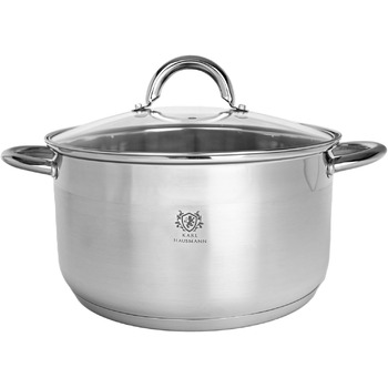 Кастрюля 5 л из нержавеющей стали со стеклянной крышкой 24 см KARL HAUSMANN