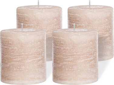 Набір із 4 свічок-стійок Brandsseller 7 x 10 см фарбовані та виготовлені з парафіну сільські свічки з тривалим часом горіння декоративні свічки для прикраси столу, Різдва та вечірок (7 x 7,5 см набір із 4 шт. , сіро-коричневого кольору)