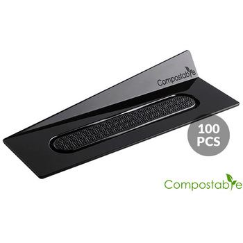 SET 100 COMPOSTABLE BLACK TRAYS - RECTANGLE Подложка