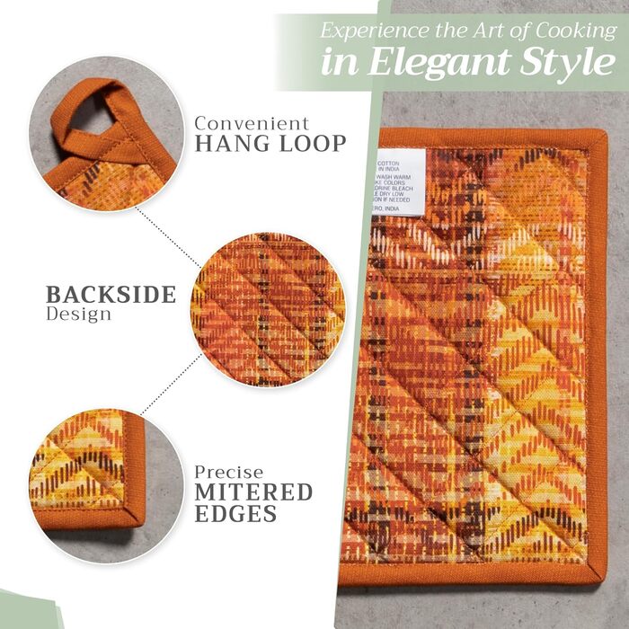 Рукавички для духовки Maison d&39 Hermine, підставки для каструль, 100 бавовна, термостійкі кухонні рукавички, рукавички для духовки (19 см x 33 см) та підставки для каструль (20 см x 20 см) для приготування їжі, Morzine - рукавички для духовки (19 x 33 с