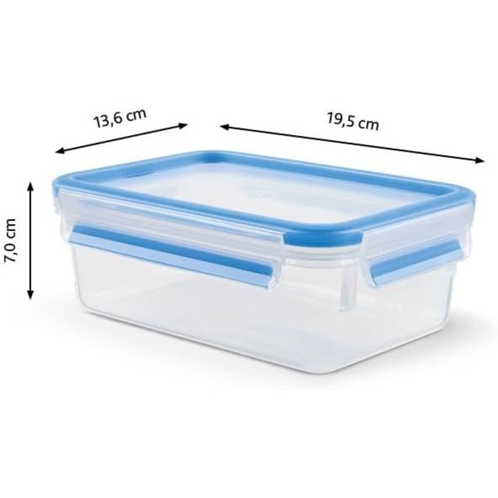 Набір контейнерів для зберігання харчових продуктів EMSA Clip & Close, прямокутні, 5 x 0,8 л, коробки для зберігання, 100 герметичні, придатні для миття в посудомийній машині, морозильної камери та мікрохвильової печі, прозорі, сині, зроблені в Німеччині,