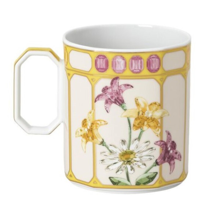 Кухоль з ручкою 0,39 л Пташка в жовтій рамці, IDYLLIA Swarovski x Rosenthal