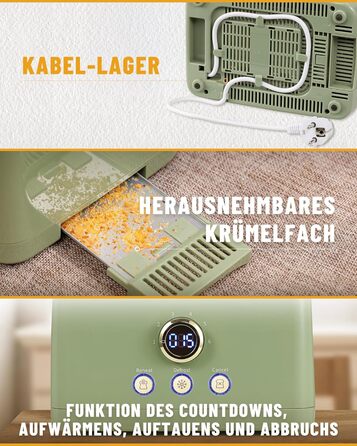 Тостер 850 Вт на 2 скибочки, зелений ZACHVO