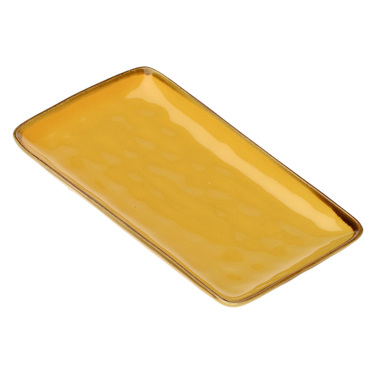 Блюдо сервірувальне прямокутне Rose&Tulpani Milano CONCERTO OCRA, керамограніт, охра, 20 х 13 см