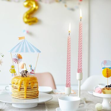 Набір з 4 конічних спіральних свічок 2 х 25,5 см, рожевий Alederways