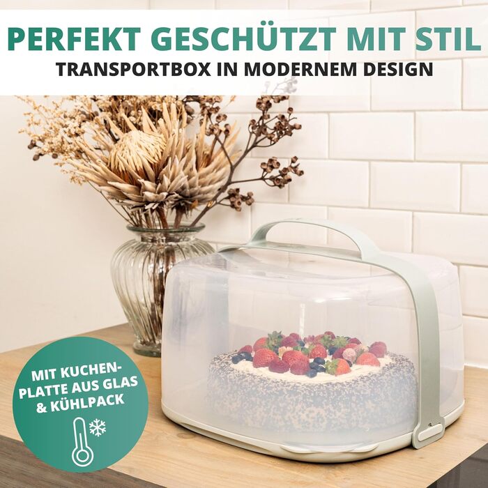 Контейнер для тортов переносной 33 x 34 x 19 см, зеленый Homelyn