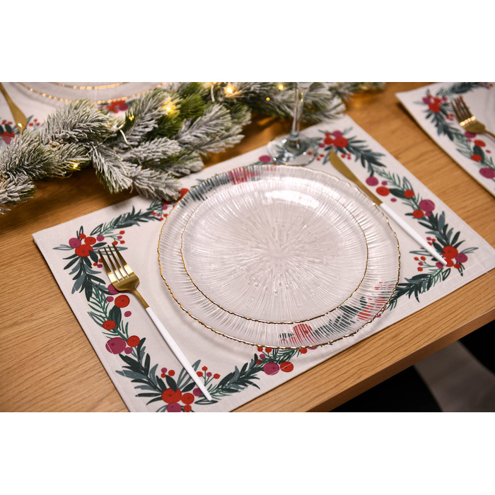 ARDESTO Серветка сервірувальна Happy Holidays 30х45см, 90% поліестер, 10% бавовна, білий віночок