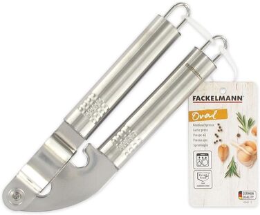 Відкривачка Fackelmann OVAL GRIP, практична відкривачка для консервів з нержавіючої сталі, універсальна відкривачка з ергономічною ручкою (колір сріблястий), кількість ука (19 x 5,5 x 3 см)