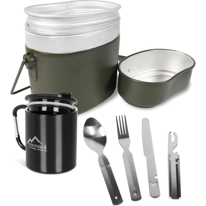 Набір похідного посуду для військових, 6 предметів, чорний Normani