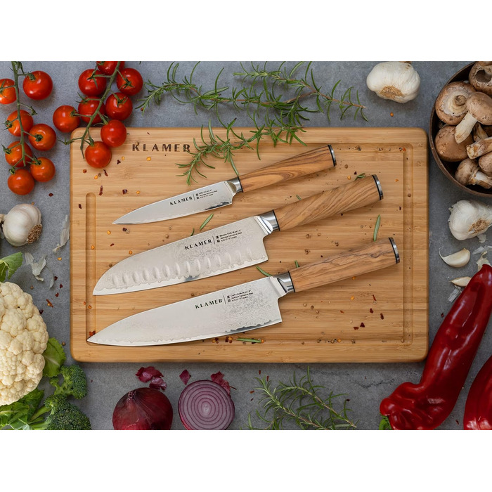Нож сантоку 18 см с рукоятью из оливкового дерева Klamer