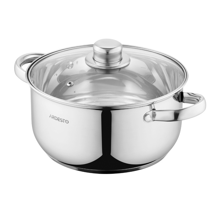 ARDESTO Каструля Gemini Gourmet, скляна кришка, 3.8 л, нержавіюча сталь