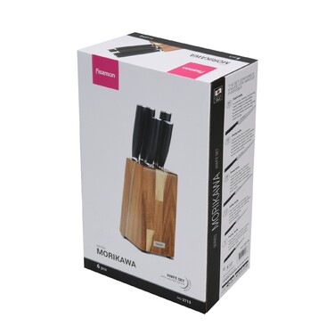 Набор ножей Fissman 6 примет MORIKAWA в деревянной подставке 420J2 сталь (2713)