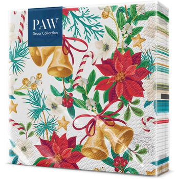 Серветки 3-шарові (33 x 33 см) 20 шт. Різнокольорові паперові серветки, ідеальні для різдвяного столу Серветки - Різдво, зима, зірки, сніг, сніговики (Ботанічне Різдво)
