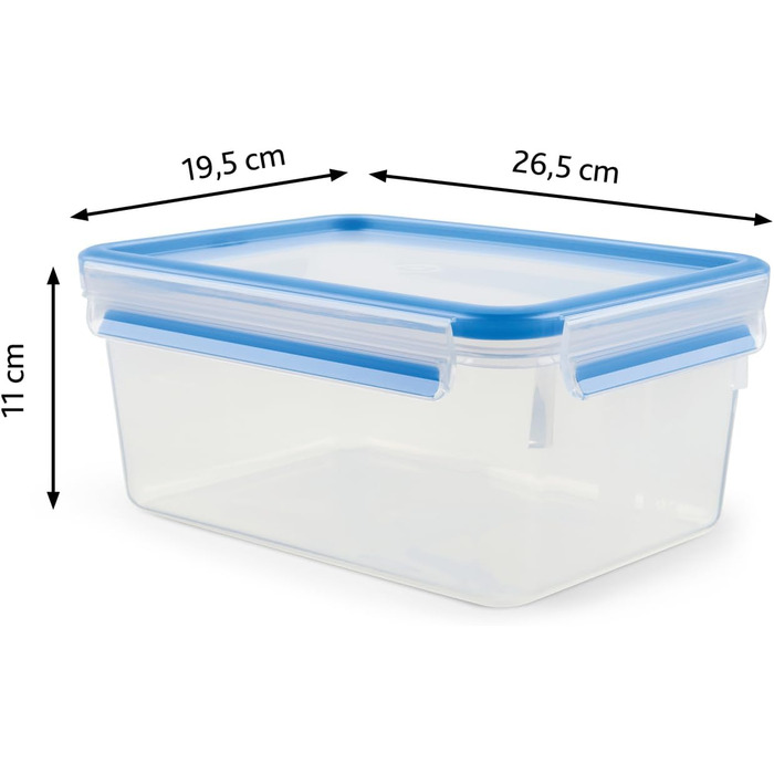 Набір контейнерів для зберігання продуктів EMSA Clip & Close, прямокутні, 5 x 0,8 л, коробки для зберігання, 100 герметичні, придатні для миття в посудомийній машині, морозильної камери та мікрохвильової печі, прозорі, сині, зроблені в Німеччині, N10307 (