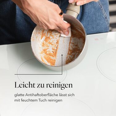 Алюмінієва каструля FLORINA 16 см 1,6 л Підходить для індукції Керамічне покриття, стійке до подряпин М&39яка ручка під дерево Термостійка Для всіх варильних поверхонь Легко миється (ISLA, 1,1 л - 16 см)