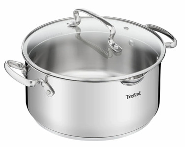 Tefal Кастрюля DUETTO+, 5л, с крышкой, нержавеющая сталь, стекло