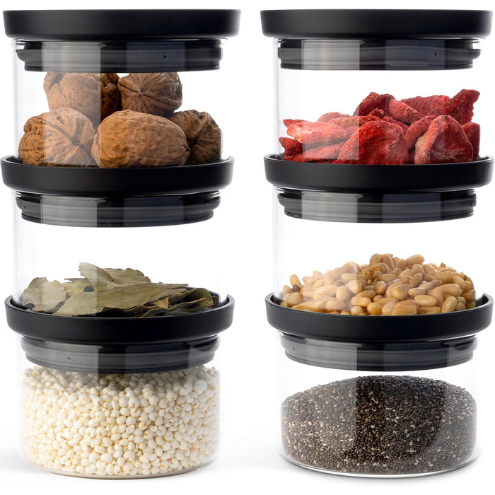 Ємності для зберігання продуктів 350 мл з прозорими кришками, набір 6 предметів, KIVY