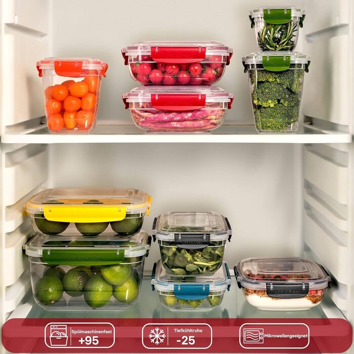 Набір банок для зберігання uandu Lock & Fresh з 16 упаковок, контейнери для зберігання харчових продуктів з кришками для харчових продуктів, мікрохвильова піч і морозильна камера, банки для зберігання з кришками, ящик для зберігання кухня, банки для збері