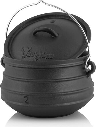 Чавунний казан для барбекю-Toro Potjie l (Potjie 3 (приблизно 8 літрів), ) Чавунна каструля l Південноафриканська голландська піч (Potjie 2 (env. 6 літрів), без ніжок)