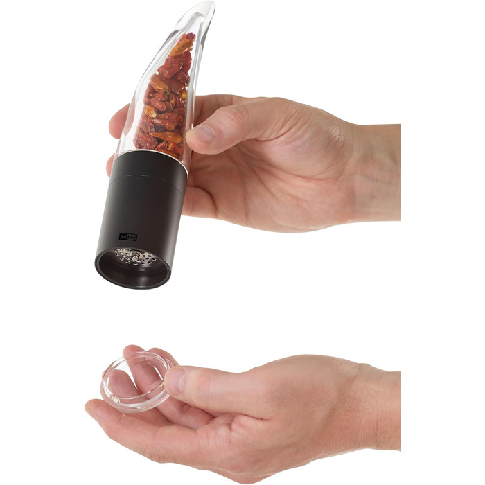 С начинкой из перца чили Резак чили с оригинальным режущим блоком Резак для специй в элегантной подарочной упаковке Матовая нержавеющая сталь (чили мельница черная)