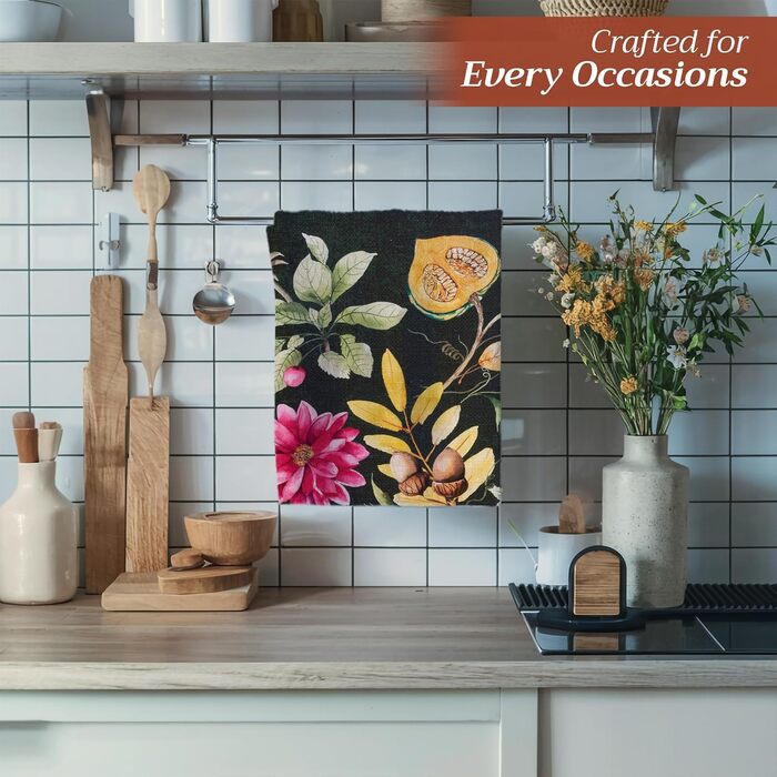 Набір із 3 багатоцільових кухонних рушників Maison d&39 Hermine Rural Christmas, 100 бавовна Барні рушники День подяки/Різдво (50 см x 70 см) (08 - Гарбузовий сад - Хмарно-кремовий)