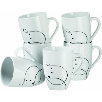 Серія шансон, порцеляновий набір посуду, на 6 персон, білий (набір кавових кухлів з 6 шт. )