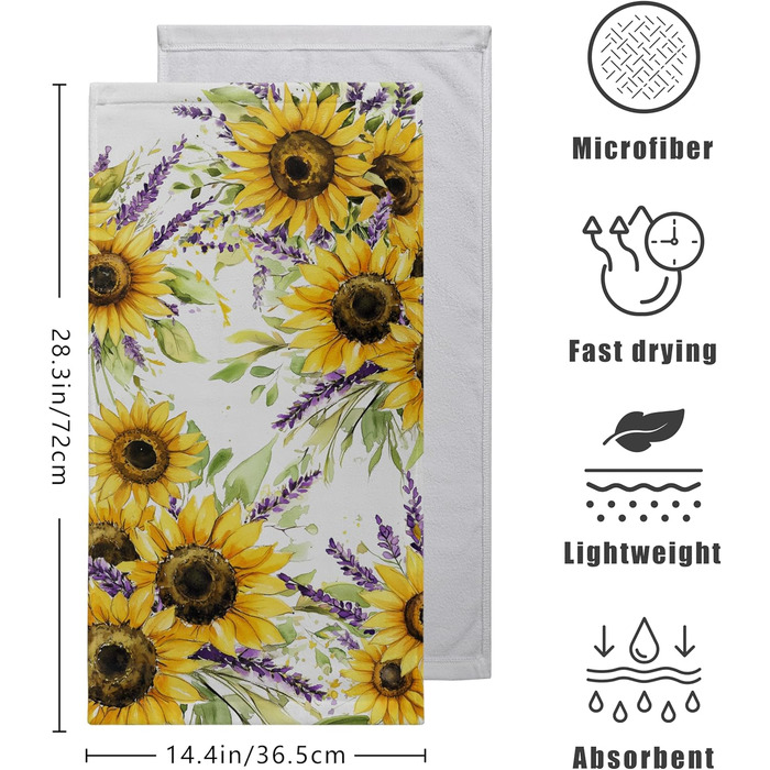 Різдвяні кухонні рушники Kwlegh, рушник для рук, різдвяна ялинка, цукерка-тростина, сніжинка, рушник для пальців, набір з 2 шт. , милий чоловічий банний рушник, високопоглинаючі рушники, 36 x (соняшник, лаванда)