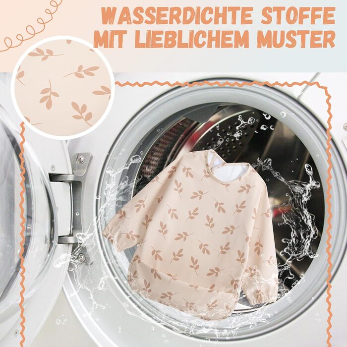 Дитячі нагрудники Little Dimsum з довгими рукавами, водонепроникні дитячі нагрудники, які миються, нагрудники з кишенею - 2 комплекти для малюків 6-36 місяців (Fox & Mountain (3D-LEAF)