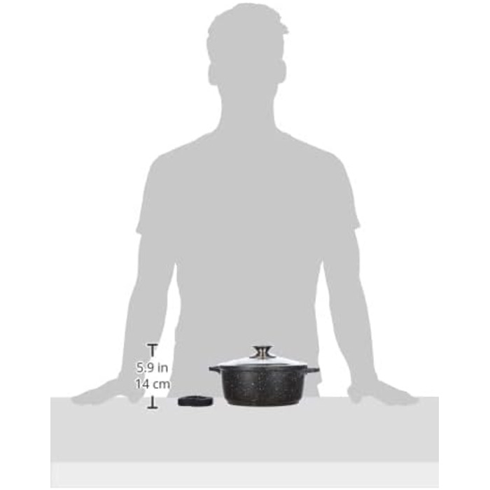 Каструля 2,2 л алюмінієва із скляною кришкою 20 см Kamberg