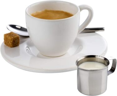 Набір глечиків для молока APS з 4 шт. , маленькі глечики для вершків для кави/молока, глечик для вершків, вміст 25 мл, нержавіюча сталь (комплект з кав'ярнею, 29 x 22 см)