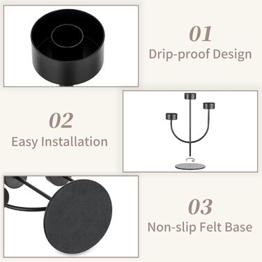 Підсвічник з 3 ручками та скляним циліндром для декору столу Sziqiqi