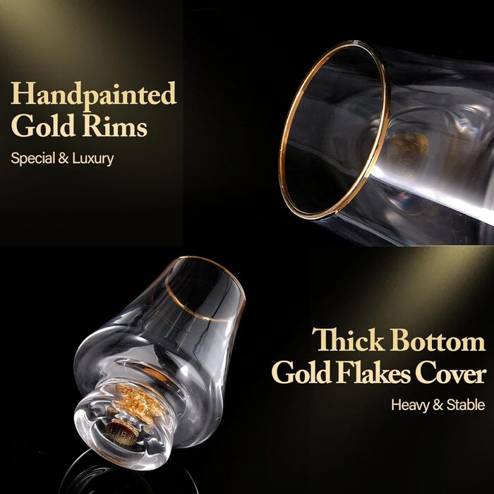 Набір із 6 келихів для віскі 235 мл із золотими обідками DUJUST