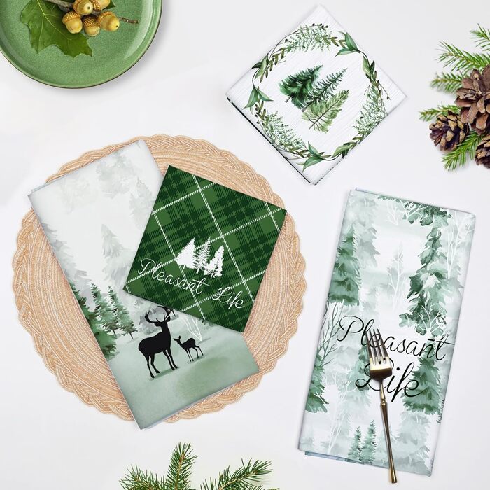 Рушники кухонні бавовняні 4 шт., рушники кухонні бавовна 100 осінній набір кухонних рушників багатофункціональний високоякісний кухонний сушарка рушник бар 50 х 70СМ (ялинка лось)