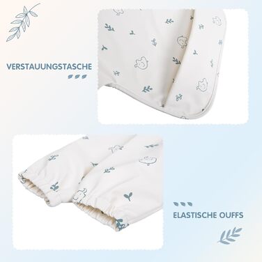 Дитячі нагрудники Little Dimsum з довгими рукавами, водонепроникні дитячі нагрудники, які миються, дитячі нагрудники з кишенею - 2 упаковки для малюків 6-36 місяців (Fox & Mountain (3D-ELEPHONE & NUT)